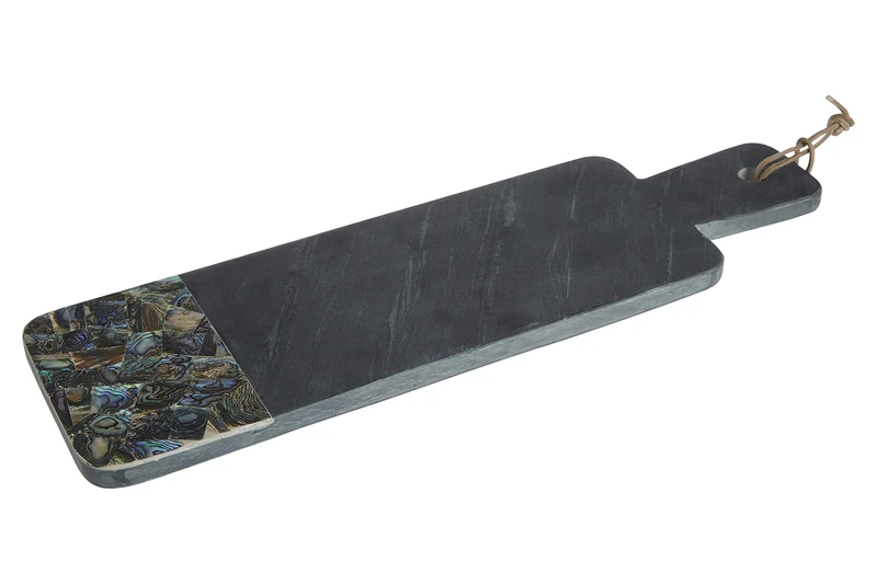 Premier Housewares Marble Serving Tray, Large, Black Slate - Paua Shell