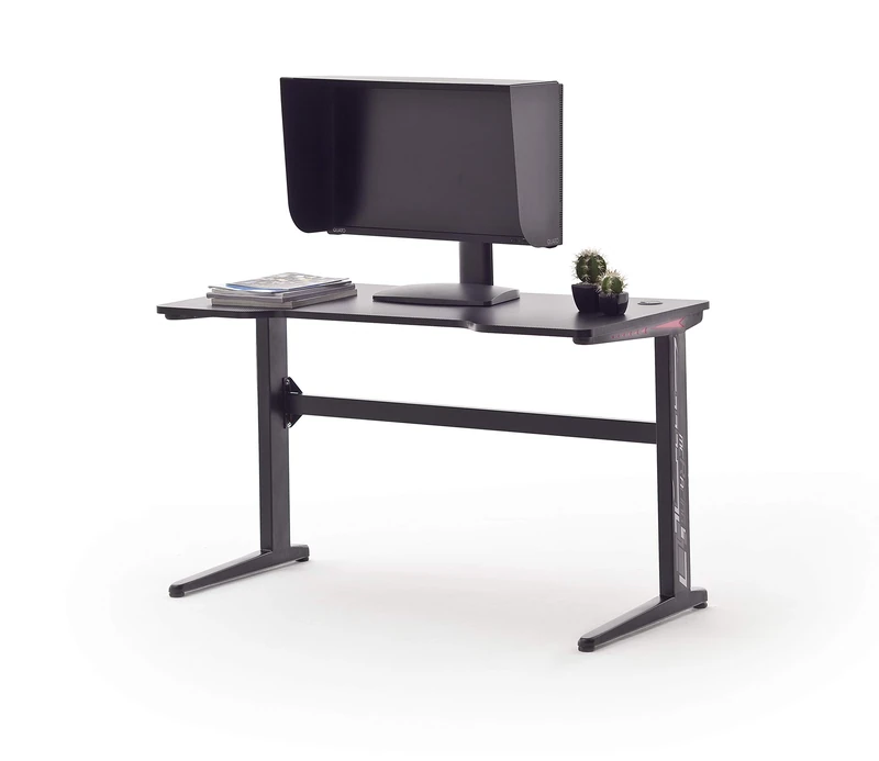 MC Racing Basic 2 Gaming Table with LED Lighting RGB Gaming Desk MDF Carbon Look - Image 1