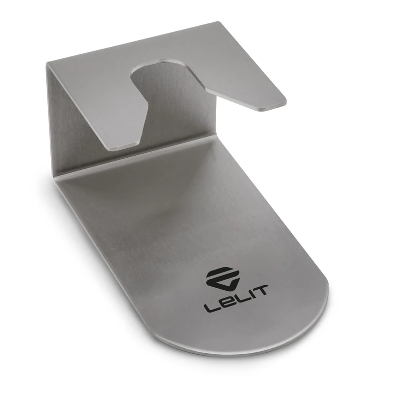 LELIT Tamping Station with a Base Made of Anti-Slip Material, Stainless Steel, Brushed Steel, 14x8x6,5cm - Image 1