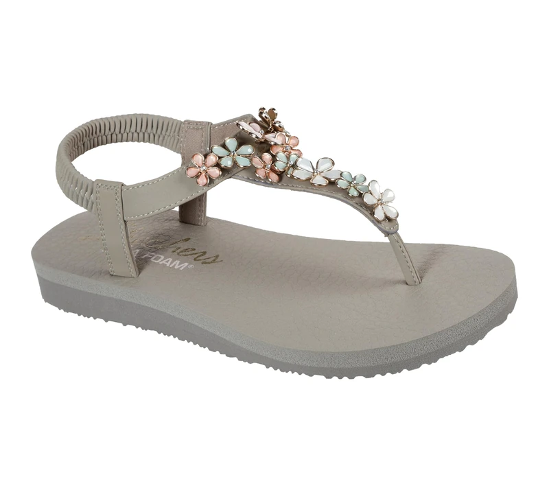 Skechers Women's Meditation-Glass Daisy Flip-Flop, Taupe Multi, 5 UK