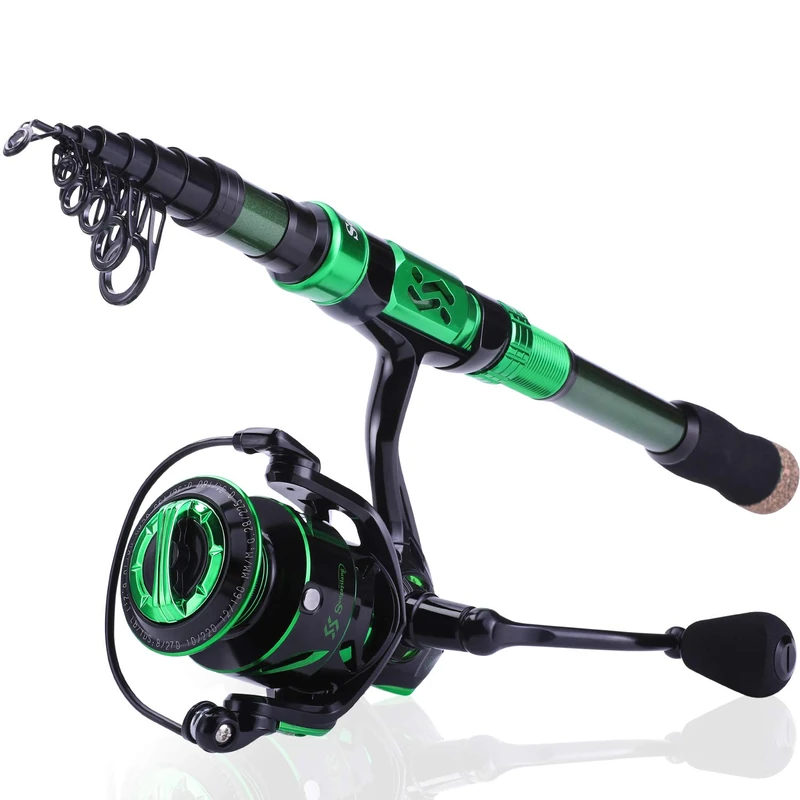 Sougayilang Spinning Fishing Rod Reel Combos for Adults, Portable Telescopic Fishing Pole, 12+1 Ultra Smooth Spinning reels for Travel Saltwater Freshwater Fishing