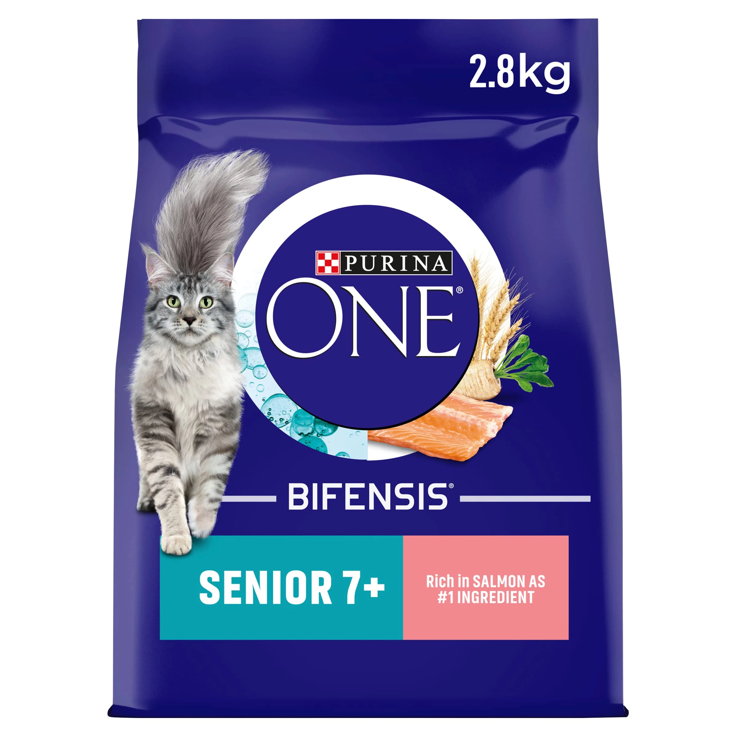 PURINA ONE Senior 7+ Salmon Dry Cat Food 2.8kg (Pack of 4)