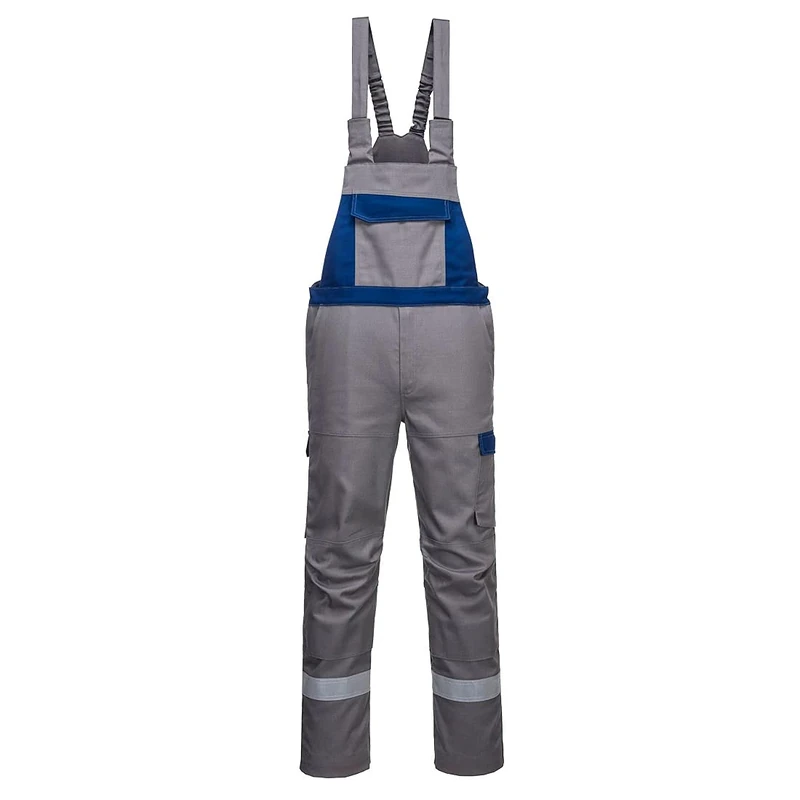 Portwest Bizflame Ultra Two Tone Bib & Brace, Trouser Length: Regular, Color: Grey/Royal, Size: XXXL, FR07GRRXXXL