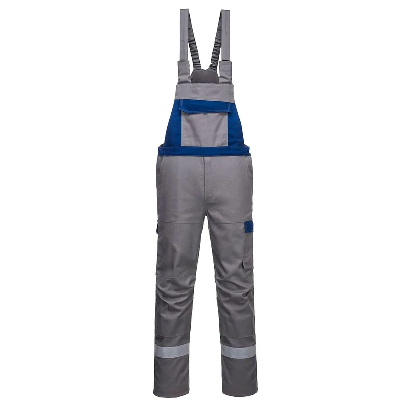Portwest Bizflame Ultra Two Tone Bib & Brace, Trouser Length: Regular, Color: Grey/Royal, Size: L, FR07GRRL - Image 1