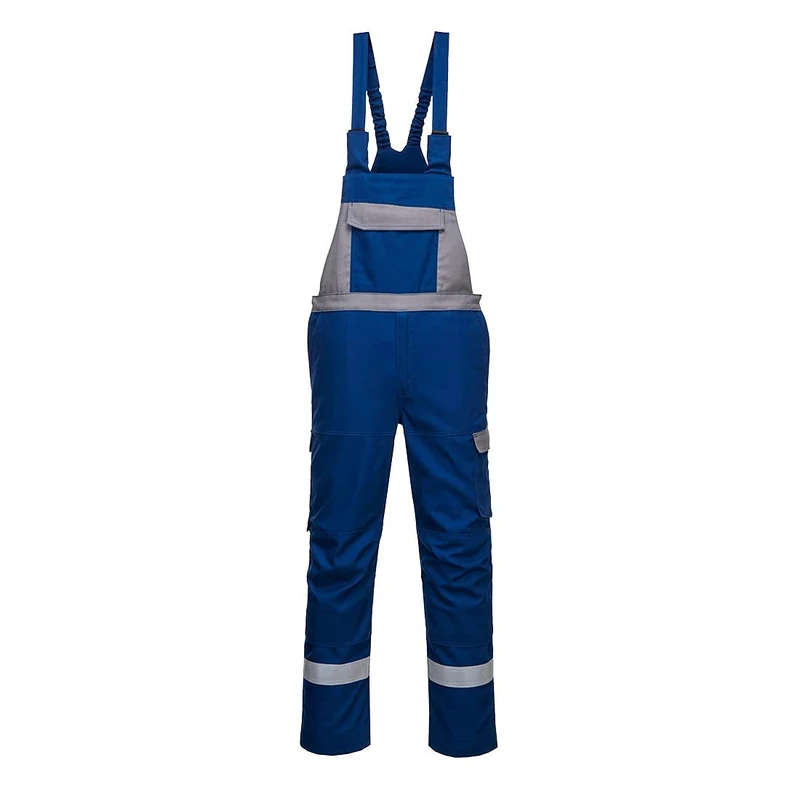 Portwest Bizflame Ultra Two Tone Bib & Brace, Trouser Length: Regular, Color: Royal/Grey, Size: XL, FR07RBRXL