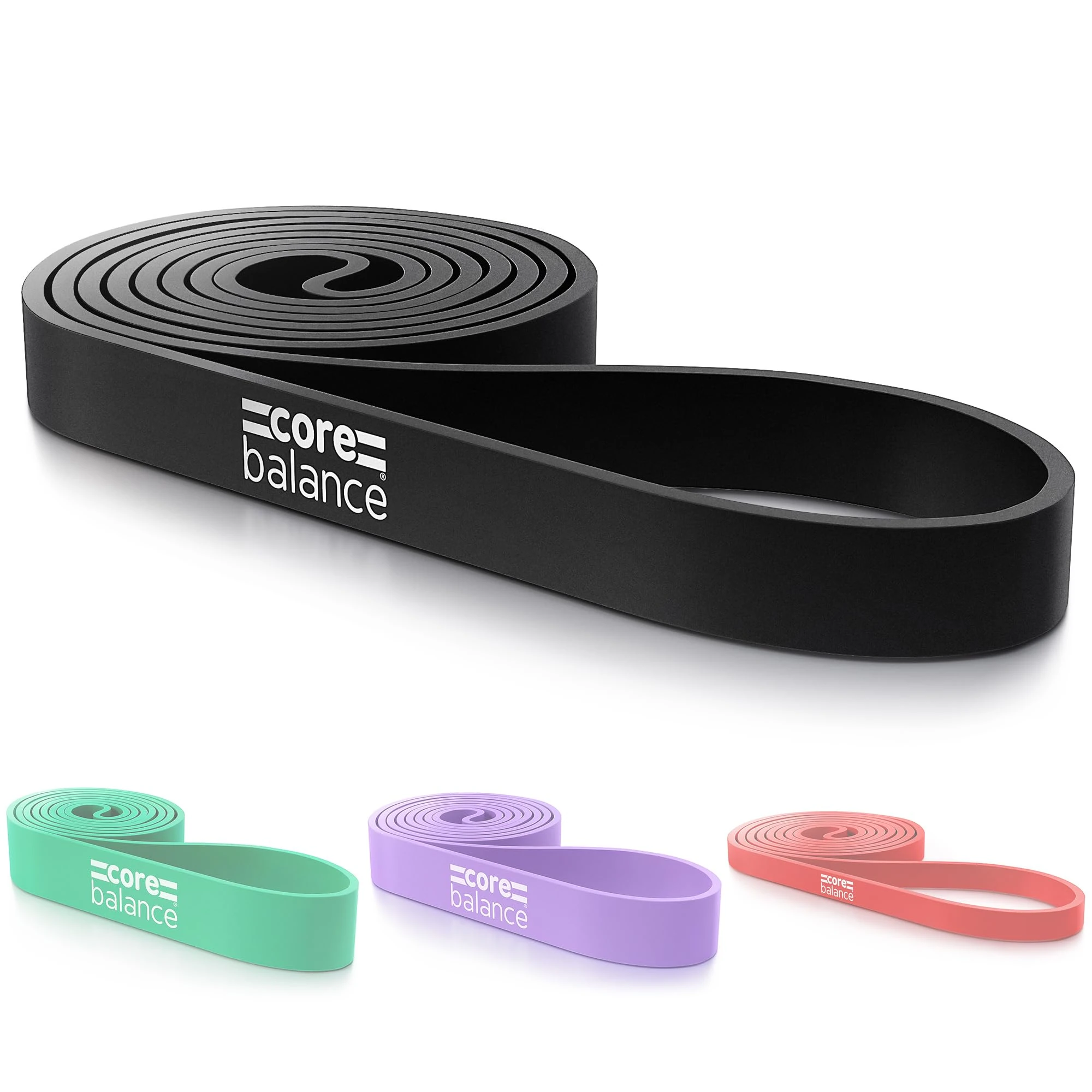 Core Balance Long Loop Resistance Band For Assisted Pull Ups Natural Latex (Black 10kg to 30kg)