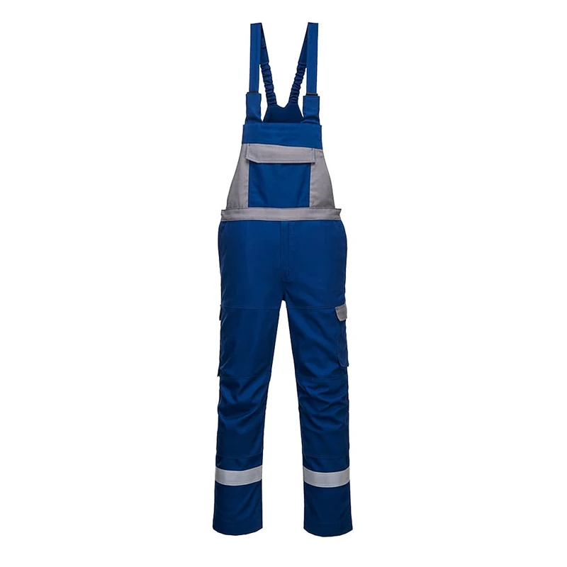 Portwest Bizflame Ultra Two Tone Bib & Brace, Trouser Length: Regular, Color: Royal/Grey, Size: M, FR07RBRM