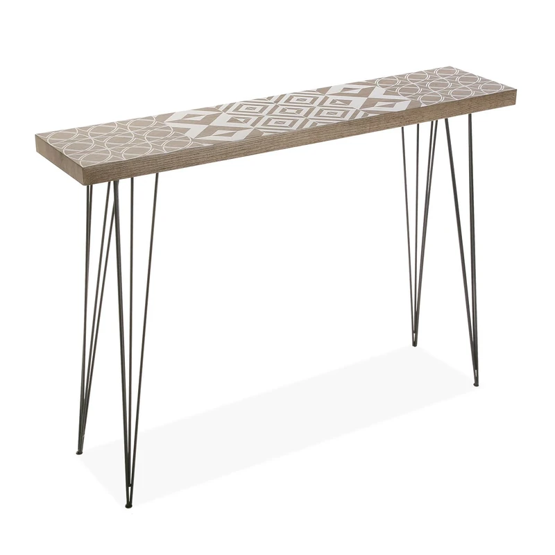 Versa Dallas Console Table, Narrow Hallway table for Hall or Corridor, Sofa Table, Measurements (H x L x W) 80 x 25 x 110 cm, Wood and Metal, Colour Brown and white