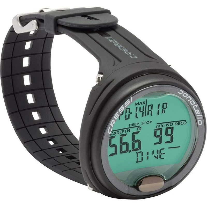 CRESSI Donatello Diving Computer - Professional Wrist Diving and Apnea Dive Computer, Black/Silver, One Size, Unisex Adult