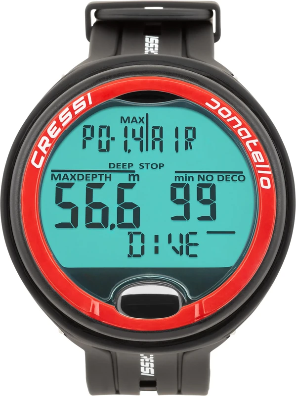 CRESSI Donatello Diving Computer - Professional Wrist Diving and Apnea Dive Computer, Black/Red, One Size, Unisex Adult