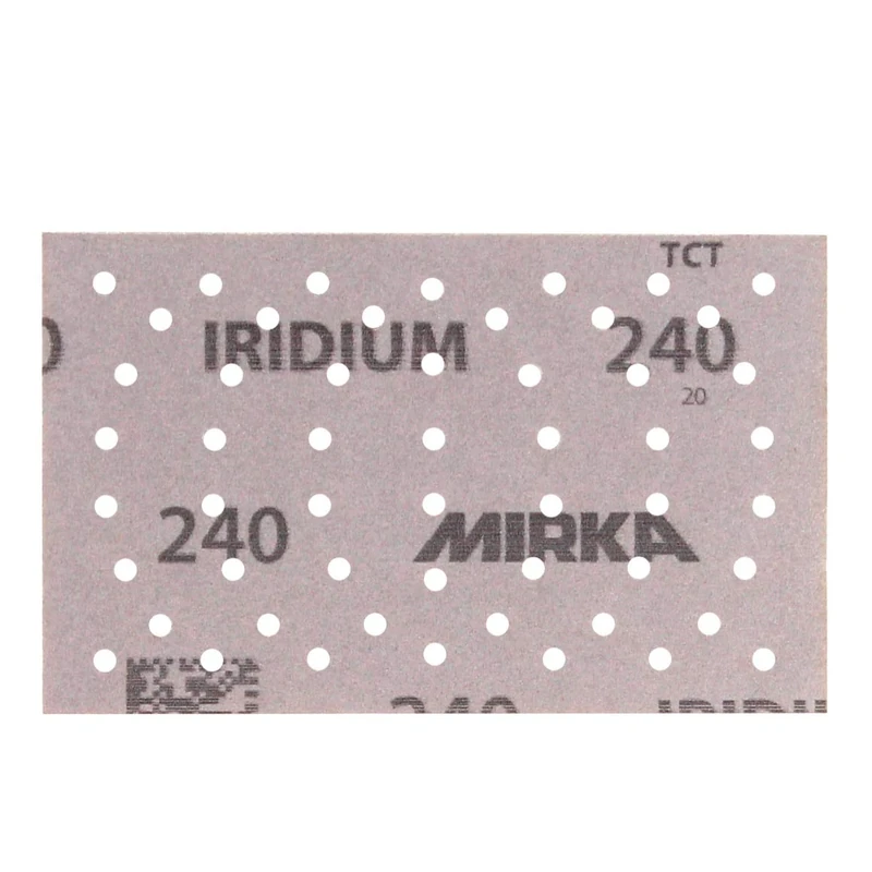 Mirka Iridium Premium Sandpaper 81x133mm Grip 54-Hole, Grit 240, 100/Pack / For sanding paint, putty, primer, wood, steel, mineral materials, plastic.