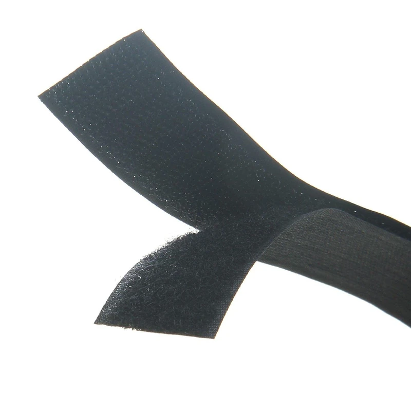 Black Sew On Hook and Loop Tape Set with Non-Adhesive Back Nylon Fabric Fastener 3cm-1m - Image 1