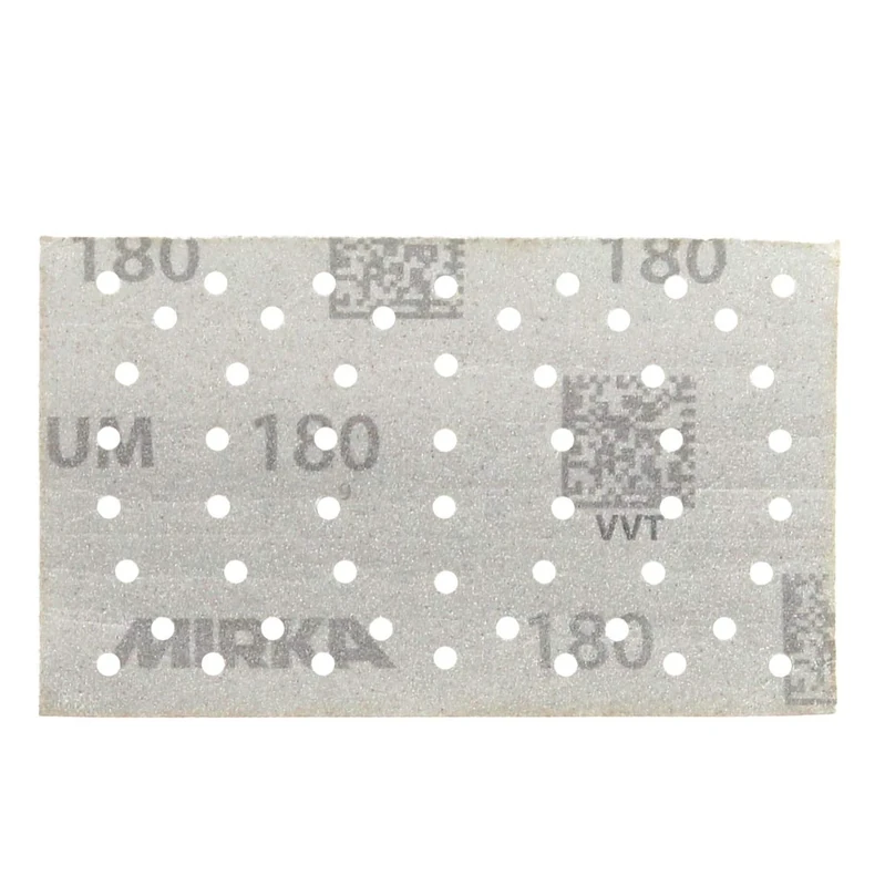 Mirka Iridium Premium Sandpaper 81x133mm Hook & loop 54-Hole, Grit 180, 100/Pack/For sanding paint, putty, primer, wood, steel, mineral materials, plastic.