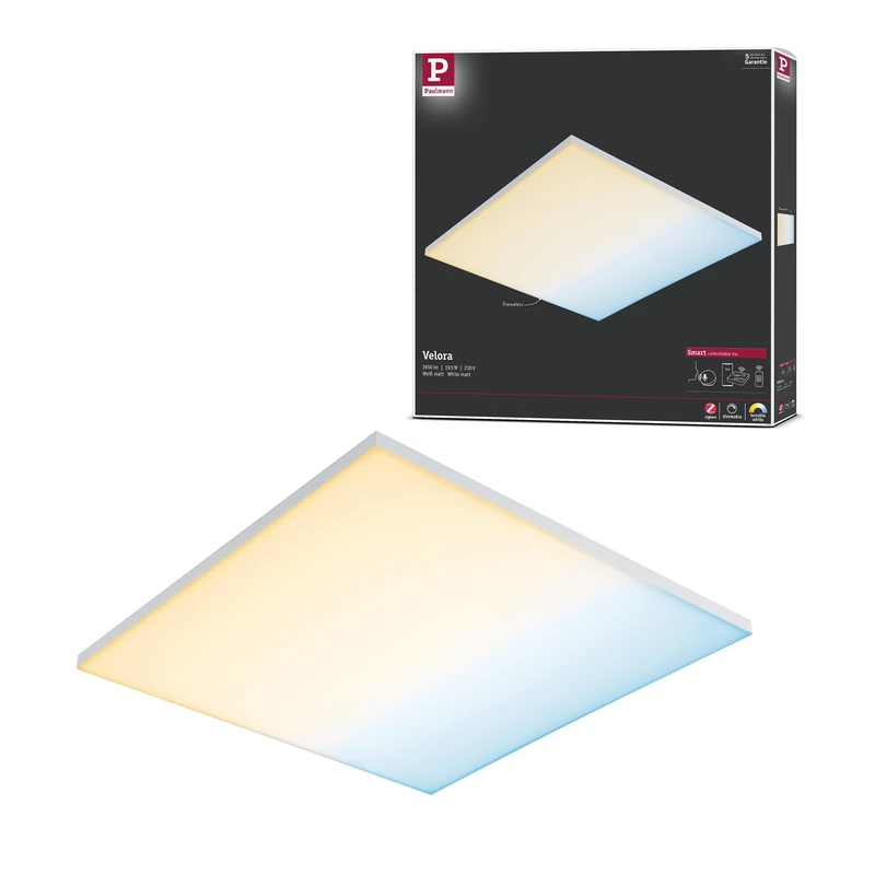 Paulmann 79826 Velora LED Panel Rectangular incl. 1x19.5 watt Ceiling lamp White matt Light Panel Metal Ceiling Light 2700 K