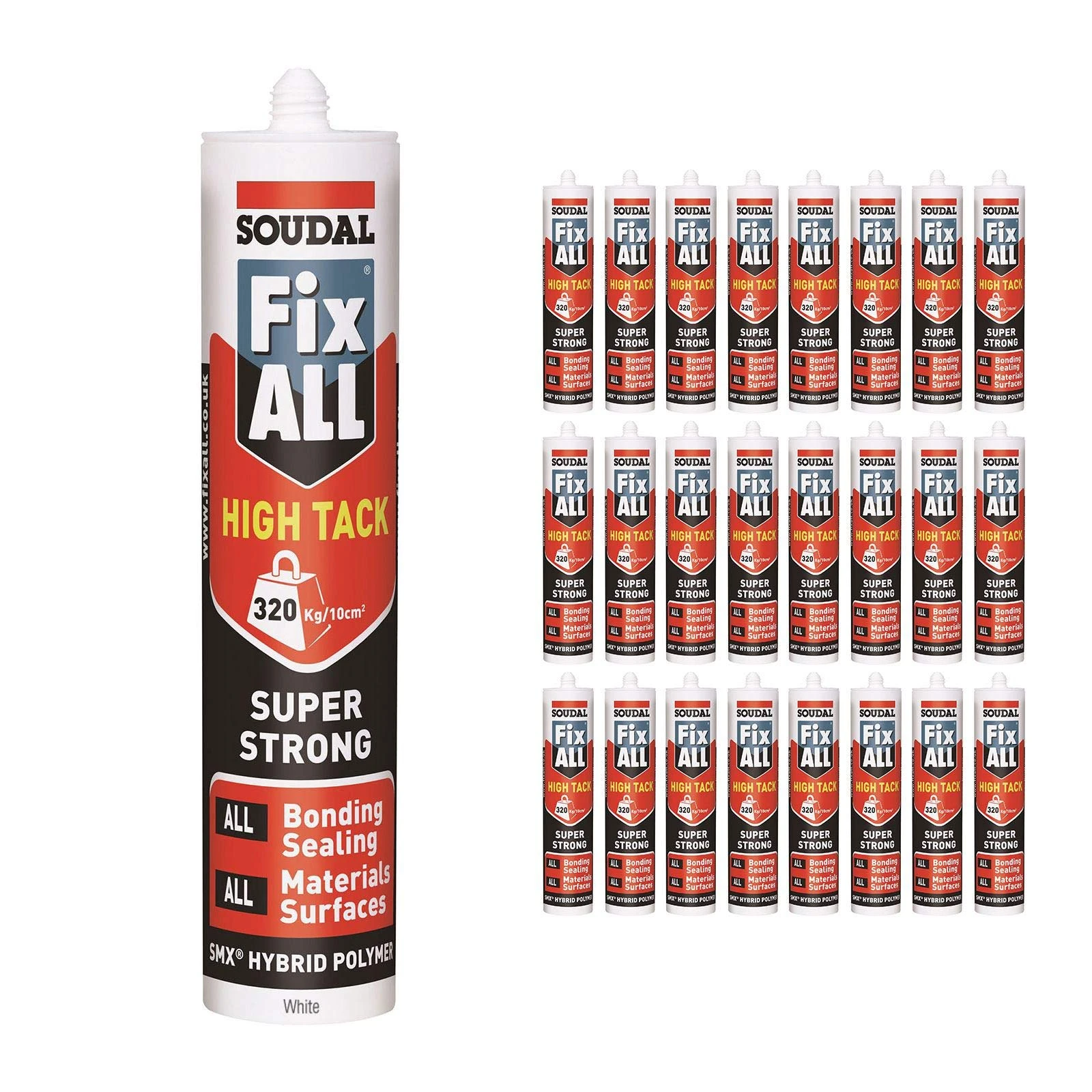 White Soudal Fix All Turbo High Tack SMX Sealant Strong Bond Adhesive Polymer Silicone