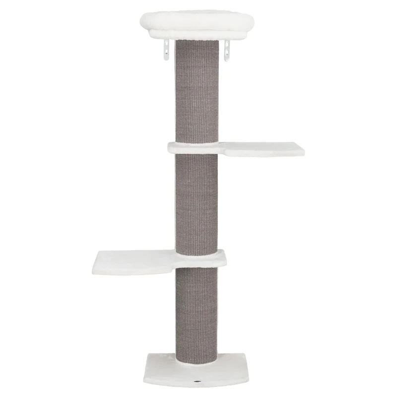 TRIXIE Acadia Gray/White Designer Wall Mounted Cat Tower, with Oversized Scratching Post, Three Platforms, Removable Bed, Brackets Included, White/Gray (44073)