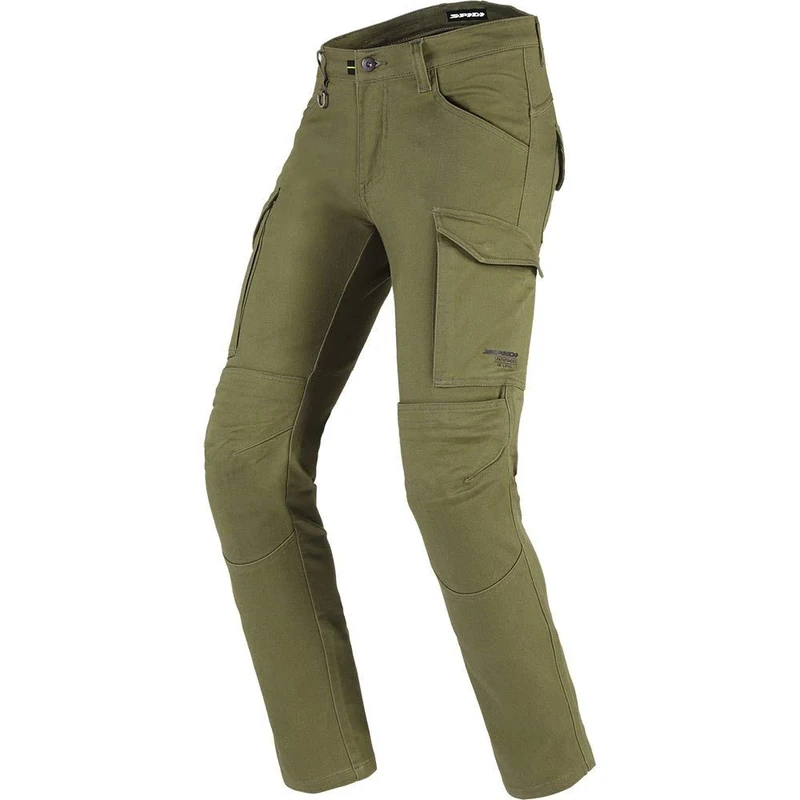 SPIDI, Pathfinder Cargo Military Color 31 Mens Motorcycle Trousers with Warrior Knee Protection Included, Slim Fit Elastic and Durable Motorcycle Trousers, Army Green, W31