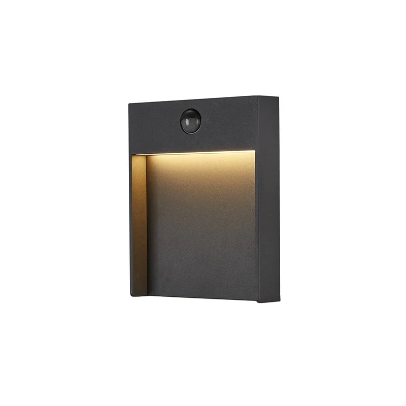 SLV Wall-Mounted Light Flatt Sensor/Illumination for Walls, Paths, entrances, Built-in Outdoor Light, Garden lamp / IP54 3000/4000K 16W 600lm Anthracite