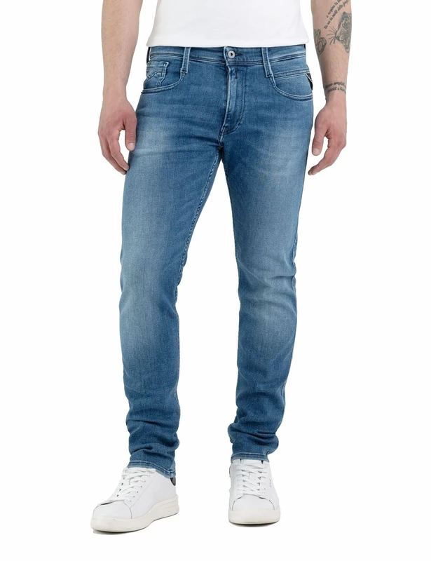 Replay Men's Anbass Slim Fit Jeans with Power Stretch, Blue (Medium Blue 009), W28 x L34