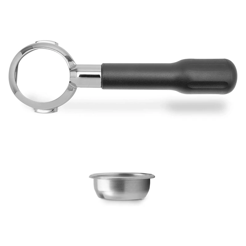 LELIT - LELIT57 Bottomless Portafilter - Includes Stainless Steel Filters - PLA570S - Classic Handle, Silver/Black