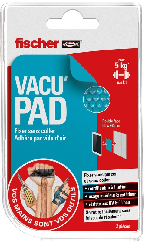 Fischer 548880 VMVO VACU'PAD MULTIFIX Rectangular Fixer Without Drilling Blue