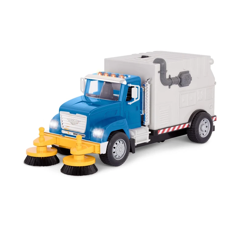 DRIVEN by Battat – Large 18-Inch Electric Street Sweeper Kids ToysCars with Spinning Brushes & Lights – 1:16 Scale with Working Doors & Sounds – Tilting Container for 3+ Years