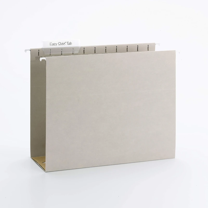 Smead TUFF Extra Capacity Box Bottom Hanging Folder, 4" Expansion, 1/3-Cut Easy Slide Tab, Letter Size, Steel Gray, 18 per Box (64242)