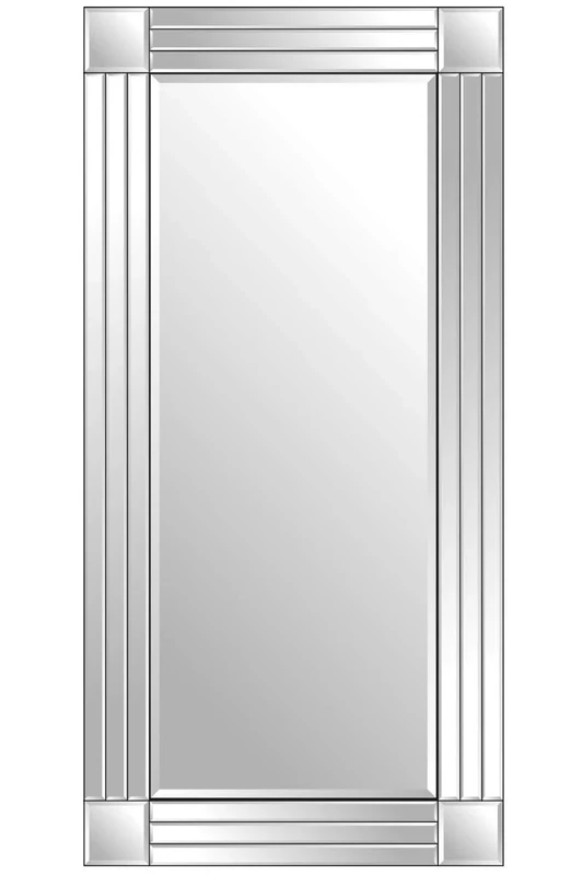 Mirror Large Triple Silver Bevelled Modern All Glass Wall 5Ft8 X 2Ft9 (174cm X 85cm), frameless, YC064-1