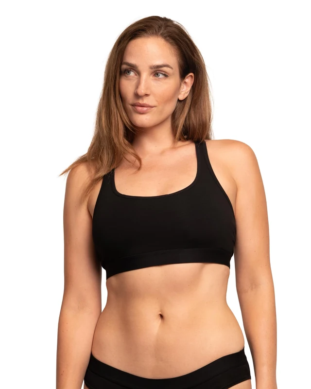 DANISH ENDURANCE Women’s Organic Cotton Bralette 1 Pack Black Blue Grey Comfort Bra (Black, X-Small)