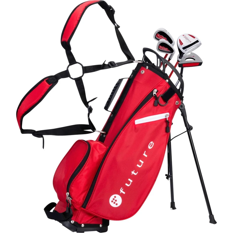 Future Junior Golf Set - Right Handed - Stainless Heads & Composite Shafts (120-130 cm (7-8 Years), Red)