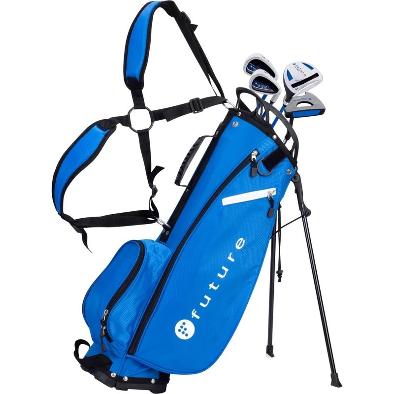 Future Junior Golf Set - Right Handed - Stainless Heads & Composite Shafts (130-140 cm (9-10 Years), Blue)