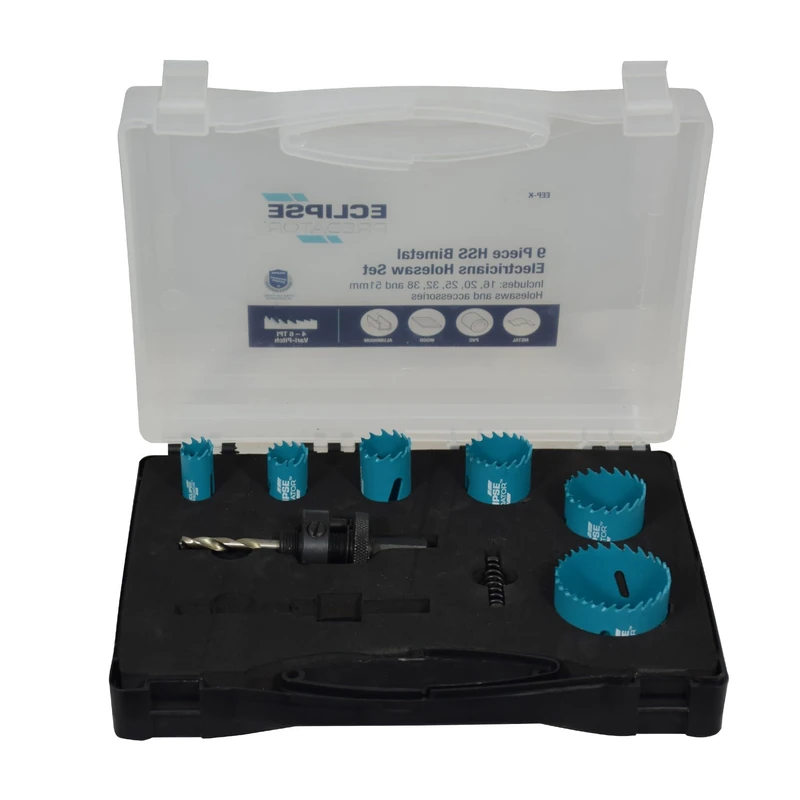 Eclipse Professional Tools EEP-K 9 Piece Bi-Metal High-Speed Steel Electrician's Hole saw Kit