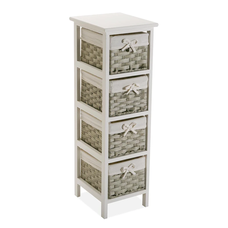 Versa Pompei 21520011 Bathroom Cabinet with 4 Drawers in Beige, Wood, 82 x 29 x 25 cm