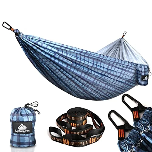NATUREFUN Ultra-Light Travel Camping Hammock | 300kg Load Capacity,Breathable,Quick-drying Portable Hammock(275 x140cm) | 2 x Premium Carabiners,2 x Nylon Slings Included | Outdoor Indoor Garden
