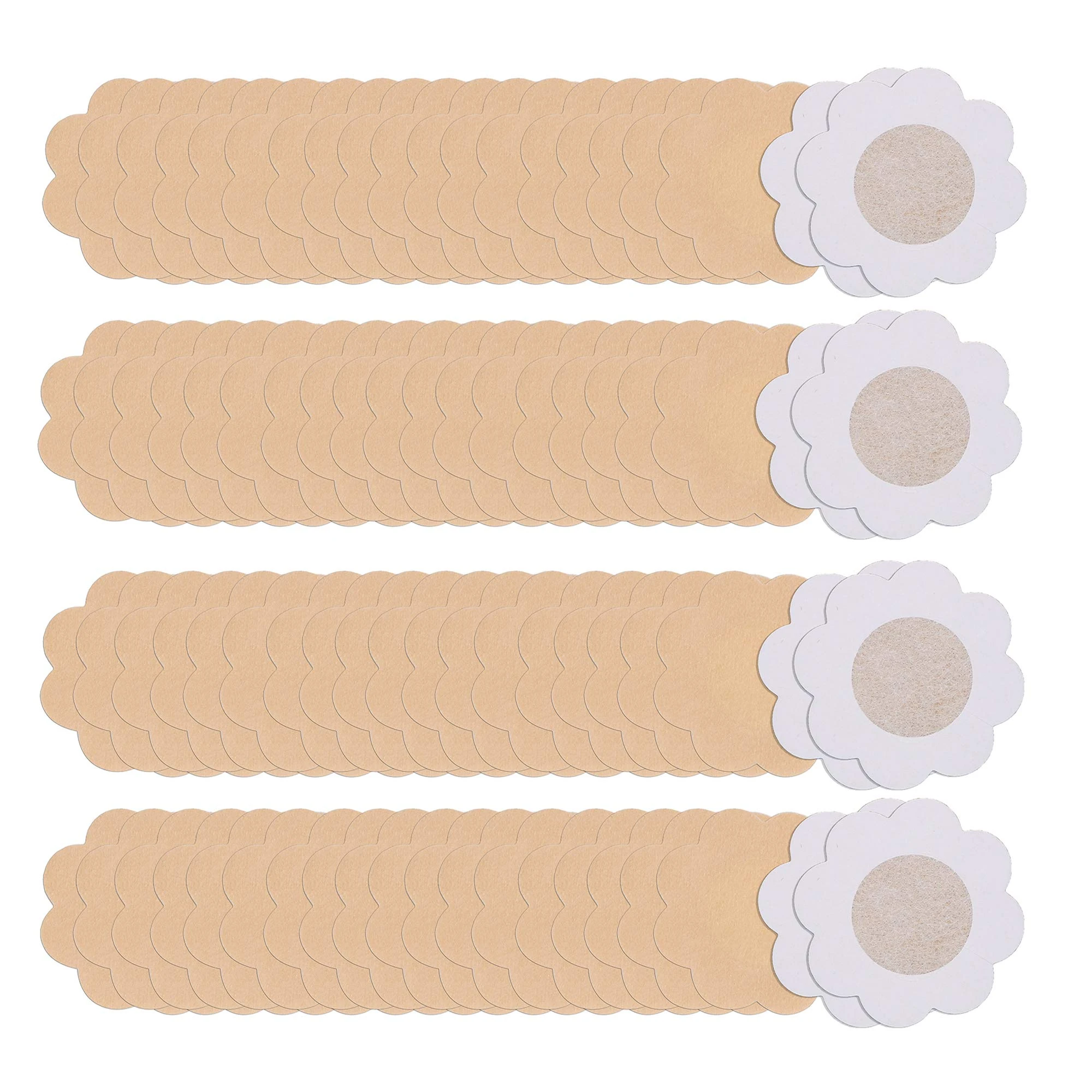 Tugaizi 40 Pairs Nipple Breast Covers Flower Breast Pasties CoversNipple Covers Disposable Self-adhesive Satin Petals Pasties for Women Girls, Beige Beige, Flower