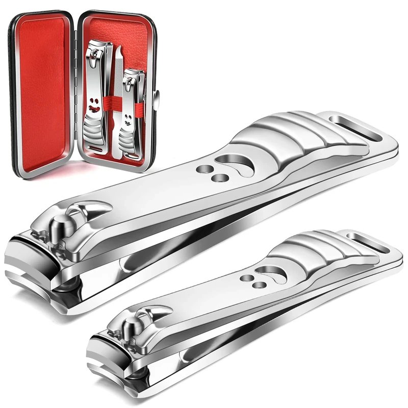 longzon 2 Pack Stainless Steel Nail Clippers with Case
