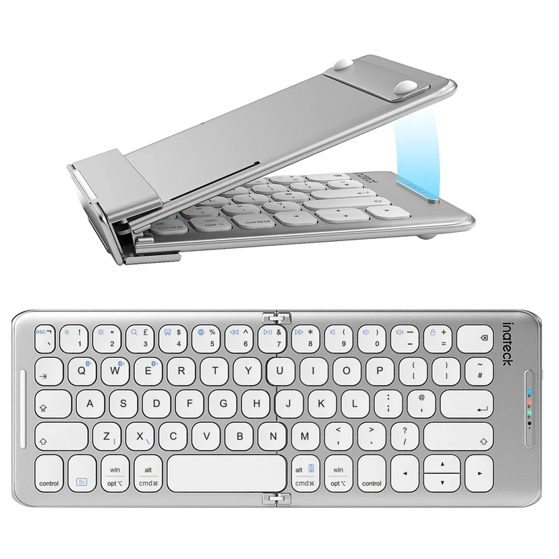 Inateck Compact Foldable Bluetooth Keyboard, Portable Wireless Mini Keyboard for iPadOS/Android/Windows/iOS/Tablets/PC/Phone, Travel-Friendly Design, QWERTY UK Layout, KB06001