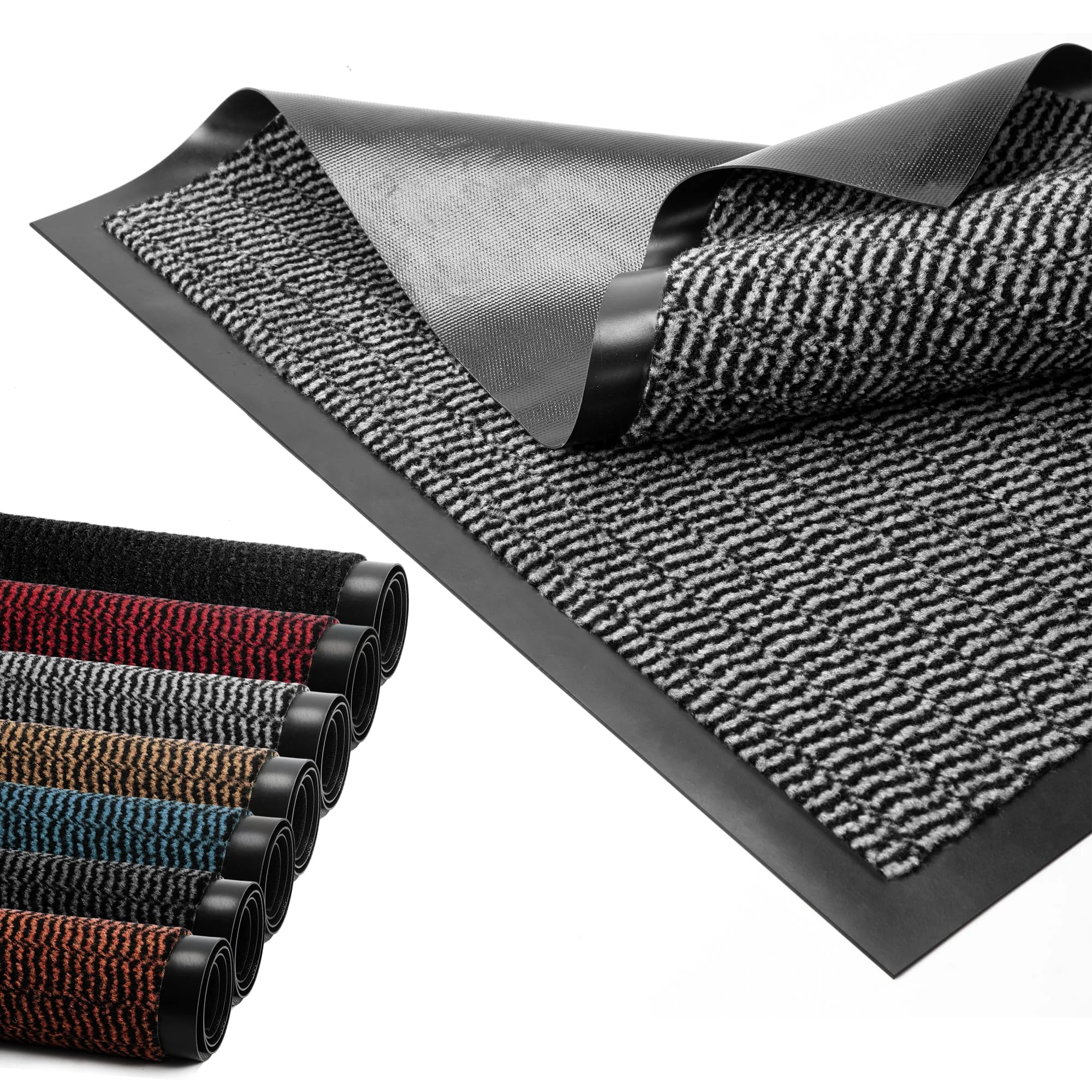 BLADO Door Mat Barrier Mat Non Slip Rubber Mats Washable Light Weight Heavy Duty | Floor Mats Kitchen Rugs Dirt Trapper Doormat Entrance Rug Shoes Scraper Super Absorbent Carpet (40cm x 60cm, Grey)