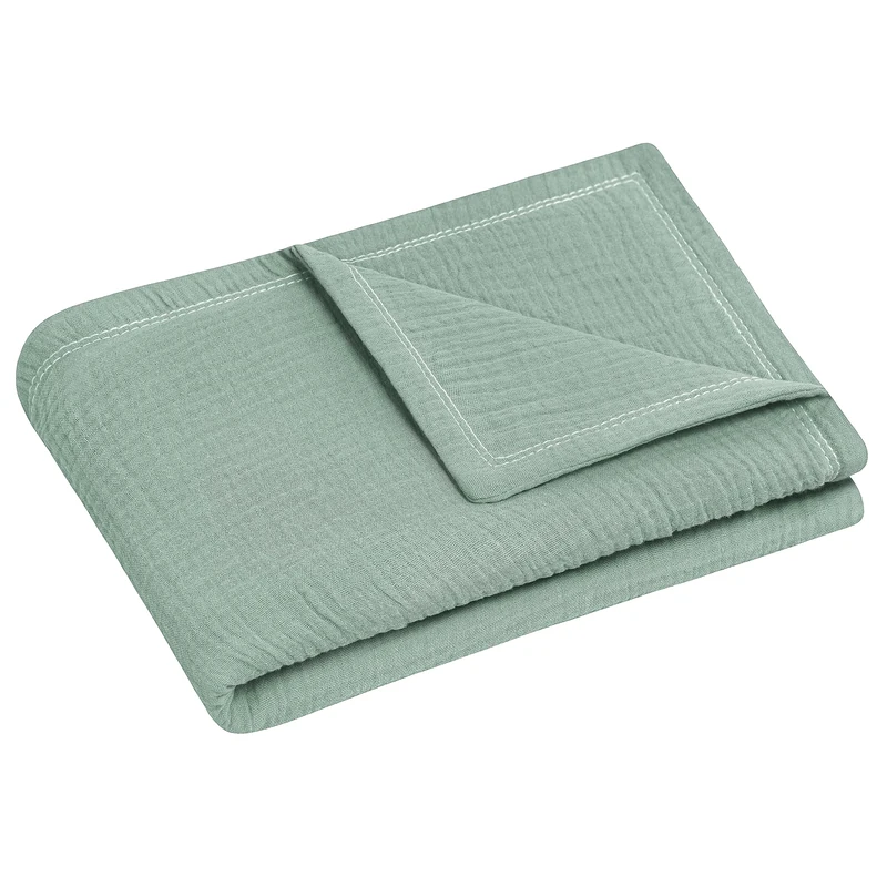 Julius Zöllner Cuddly Blanket Size 70/100, Made in Germany, 100% Cotton Muslin, Oeko-Tex Standard 100, Green