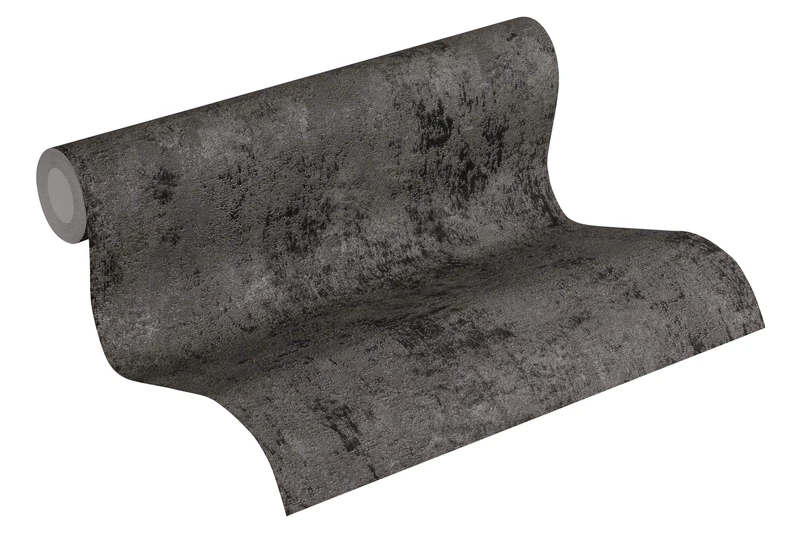 Livingwalls Plain Wallpaper Urban Grace New Walls A.S. Création Non-Woven Wallpaper 10.05 m x 0.53 m Black Silver Made in Germany 374256 37425-6