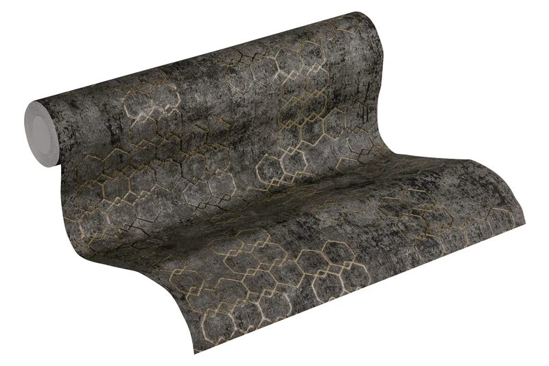Livingwalls Luxury Wallpaper Urban Grace New Walls A.S. Création Non-Woven Wallpaper 10.05 m x 0.53 m Black Gold Made in Germany 374246 37424-6