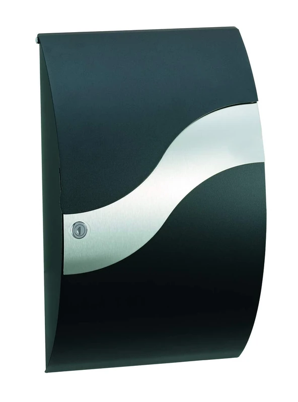 ME-FA 630900M MEFA Wave 630 6300900DE letterbox (Jet Black, galvanised, Front Flap, Removal, Size: 540 x 315 x 155 mm)