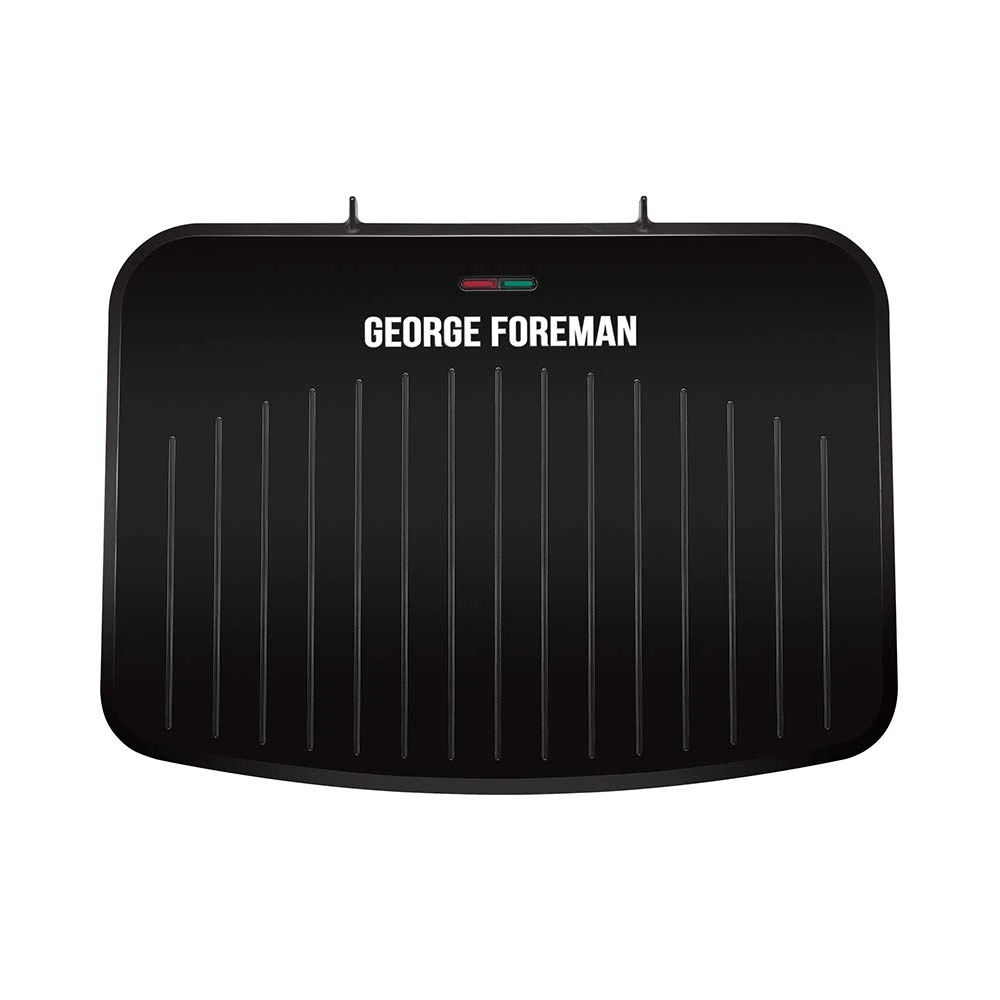 George Foreman Large Electric Fit Grill [Non stick, Healthy, Griddle, Toastie, Hot plate, Panini, BBQ, Energy saving, Vertical storage, Easy clean, Drip tray, Ready to cook light] Black, 2400W 25820