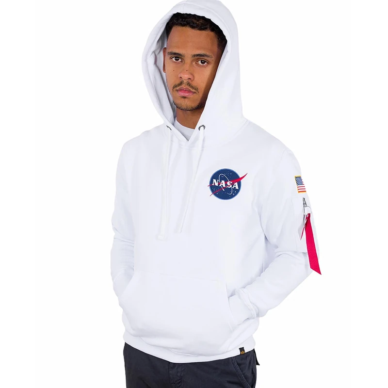 Alpha Industries Space Shuttle Hoody Hooded Sweat for Men White - Image 1