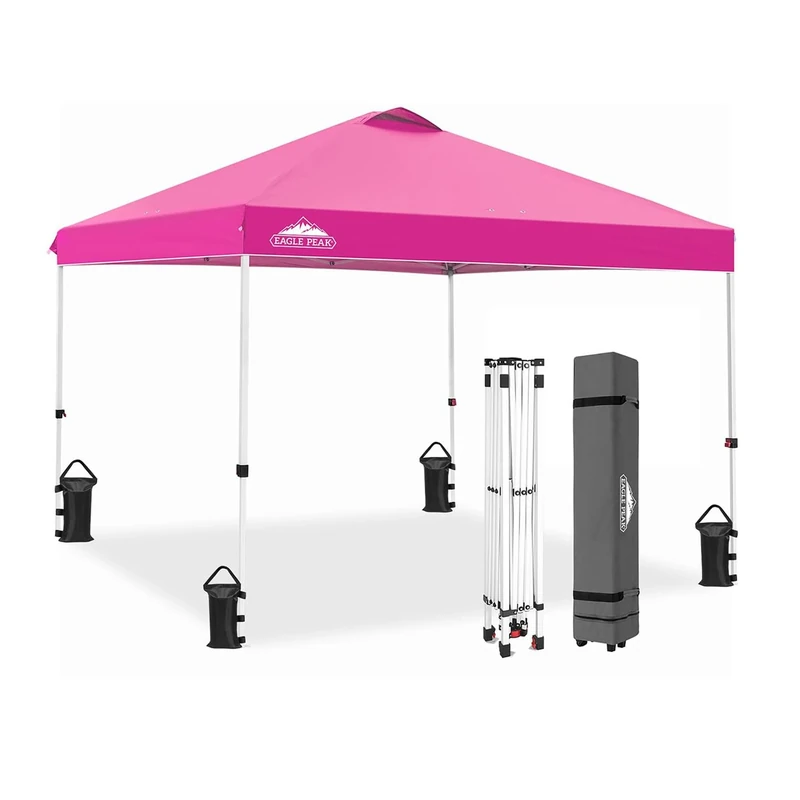 EAGLE PEAK 3m x 3m Pop Up Gazebo Tent Instant Outdoor Canopy Straight Leg Shelter (Pink)