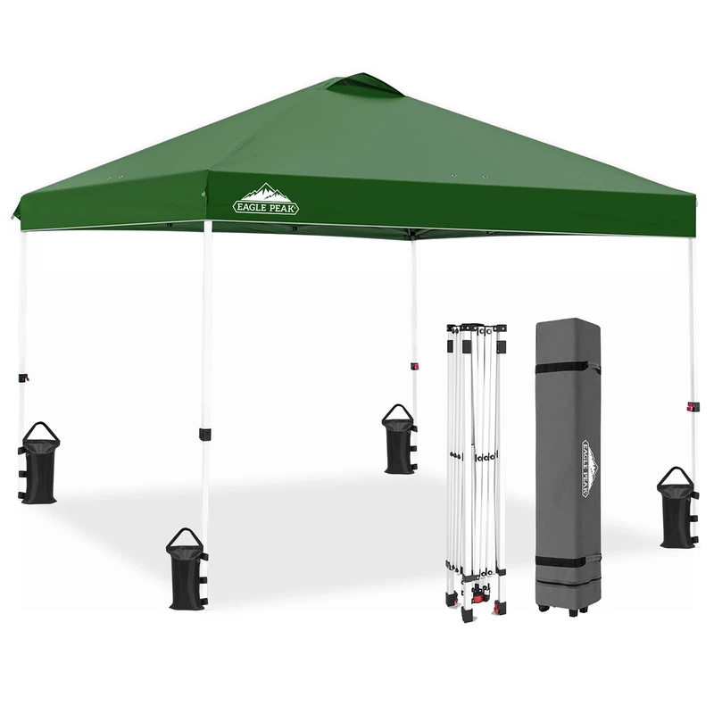 EAGLE PEAK 3m x 3m Pop Up Gazebo Tent Instant Outdoor Canopy Straight Leg Shelter (Green)