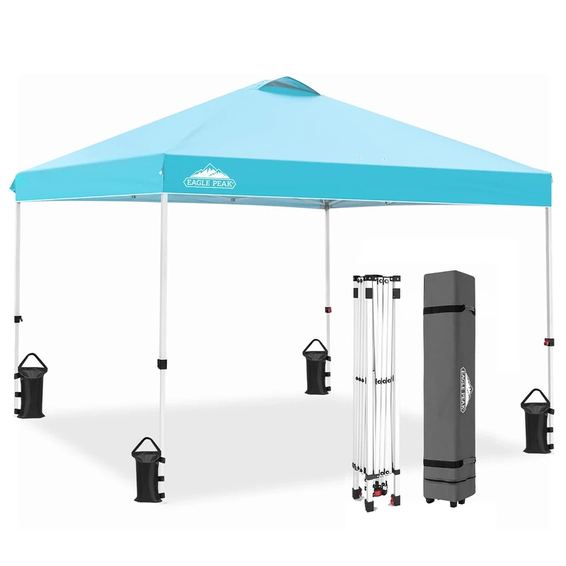 EAGLE PEAK 3m x 3m Pop Up Gazebo Tent Instant Outdoor Canopy Straight Leg Shelter (Light Blue)