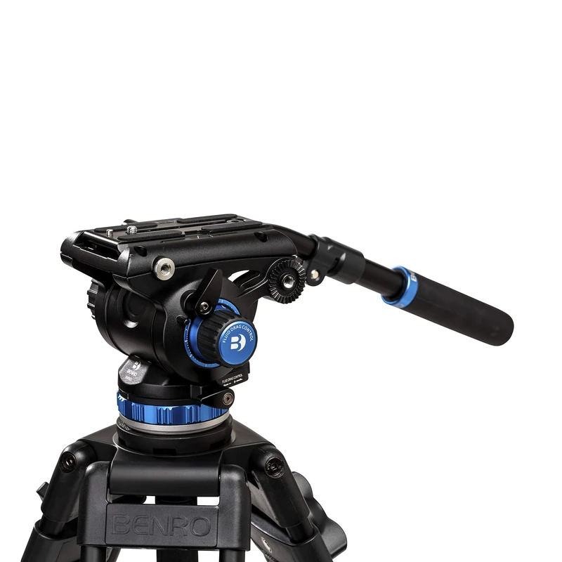 Benro S6 PRO Flat Base Fluid Video Head, 13.2 lb Max, 6 Step Counterbalance (0-5), 1/4"-20 Accessory Mounts, 3/8"-16 Head Mount, w/Pan Arm (S6PRO)