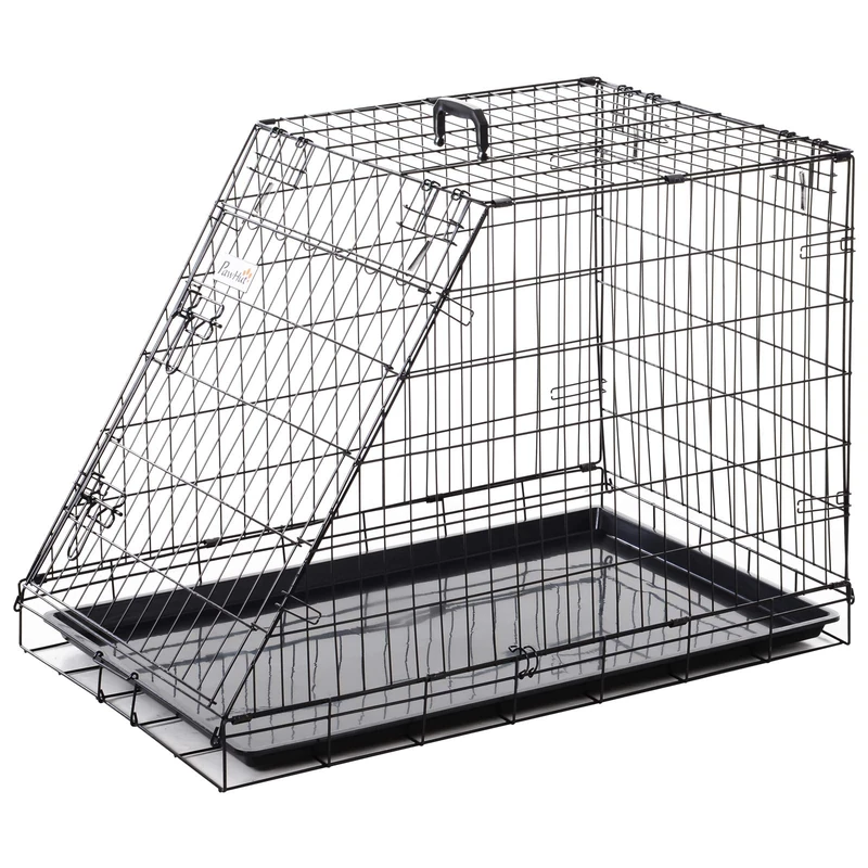 PawHut Metal Collapsible Dog Crate - 93x58x65cm Car Carrier