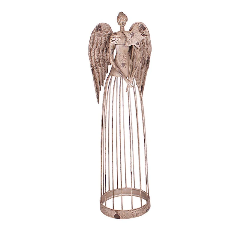 Morning View Metal Angel Statue Decor for Garden Yard Art Outdoor Standing Large Angel Decorations with Star Antique Patio Patio Lawn Holiday Christmas 26 Inches Tall
